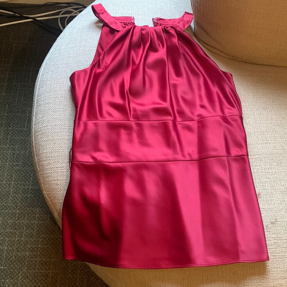 Red satin halter style top
